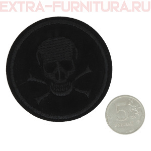 Термоаппликация Череп круг черный