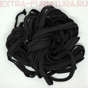 Шнур плоский х/б 12мм, цв. черный 111, уп.50м, пл. 9,88 гр/м