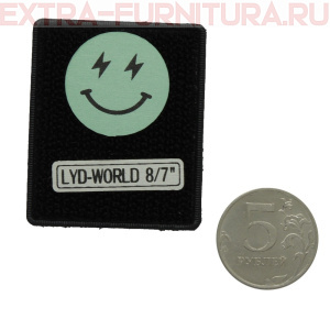 Нашивка "Под кожу" Смайл на черном цв.голубой