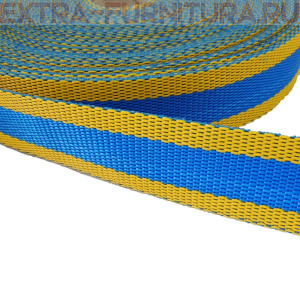 Стропа двухцветная, шир.30мм, цв. желтый/синий, уп.25м, пл. 17 гр/м