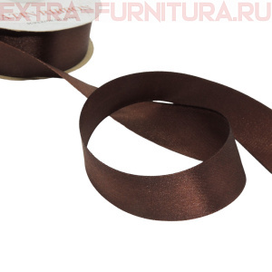 Лента атласная 24 мм цв 203 темно-коричневый рул. 27,42м