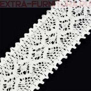 Тесьма вязаная арт.TBY-5160-1.02 шир.75мм, цв.белый уп.10м