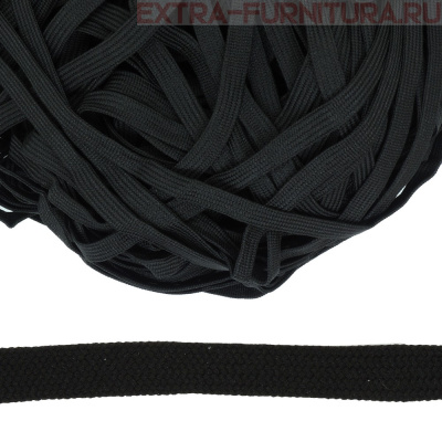 Шнур ПЭ плоский 10 мм, цв. черный, уп.100м