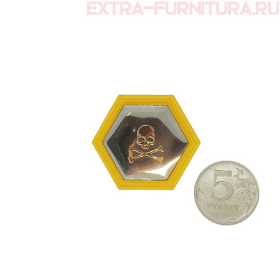 Нашивка силикон Череп Кости желтый 