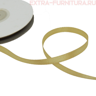 Лента атласная  6 мм  цв.186 светлое золото рул. 27,42м