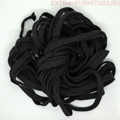 Шнур плоский х/б 12мм, цв. черный 111, уп.50м, пл. 9,88 гр/м