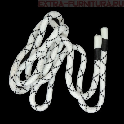 Шнурки круглые 130 см, прорезин.наконечник, Черная полоса, цв.белый/черный