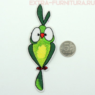 Термоаппликация Попугай большой зеленый 